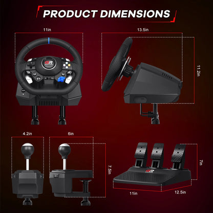 Gaming Steering Wheel For PS5/PS4/PC 270°&900° RGB Simulator Racing Wheel Volante Macro Vibration Hall 3Pedal and Gear Lever Set