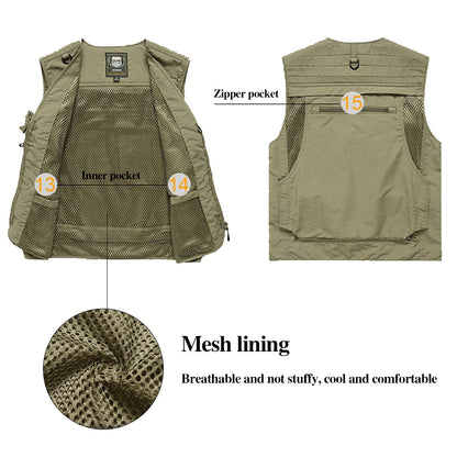 S-7XL Multi Pocket Work Vest for Men Women Volunteer Working Uniforms Logo Printing Fishing Photography Workwear Vest