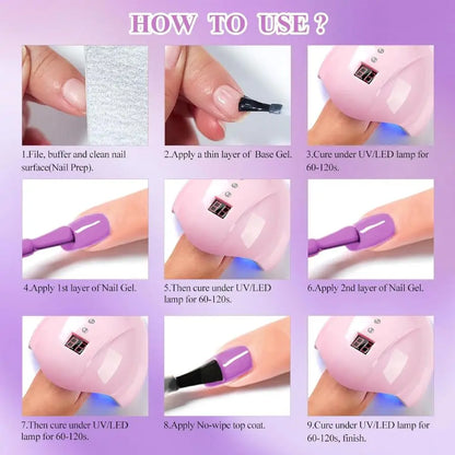 6Pcs Gel Nail Polish Set Milk Tea Popular Color UV LED Nail Gel for Nail Art Easy Apply & Soak Off DIY Home Manicure Salon Use