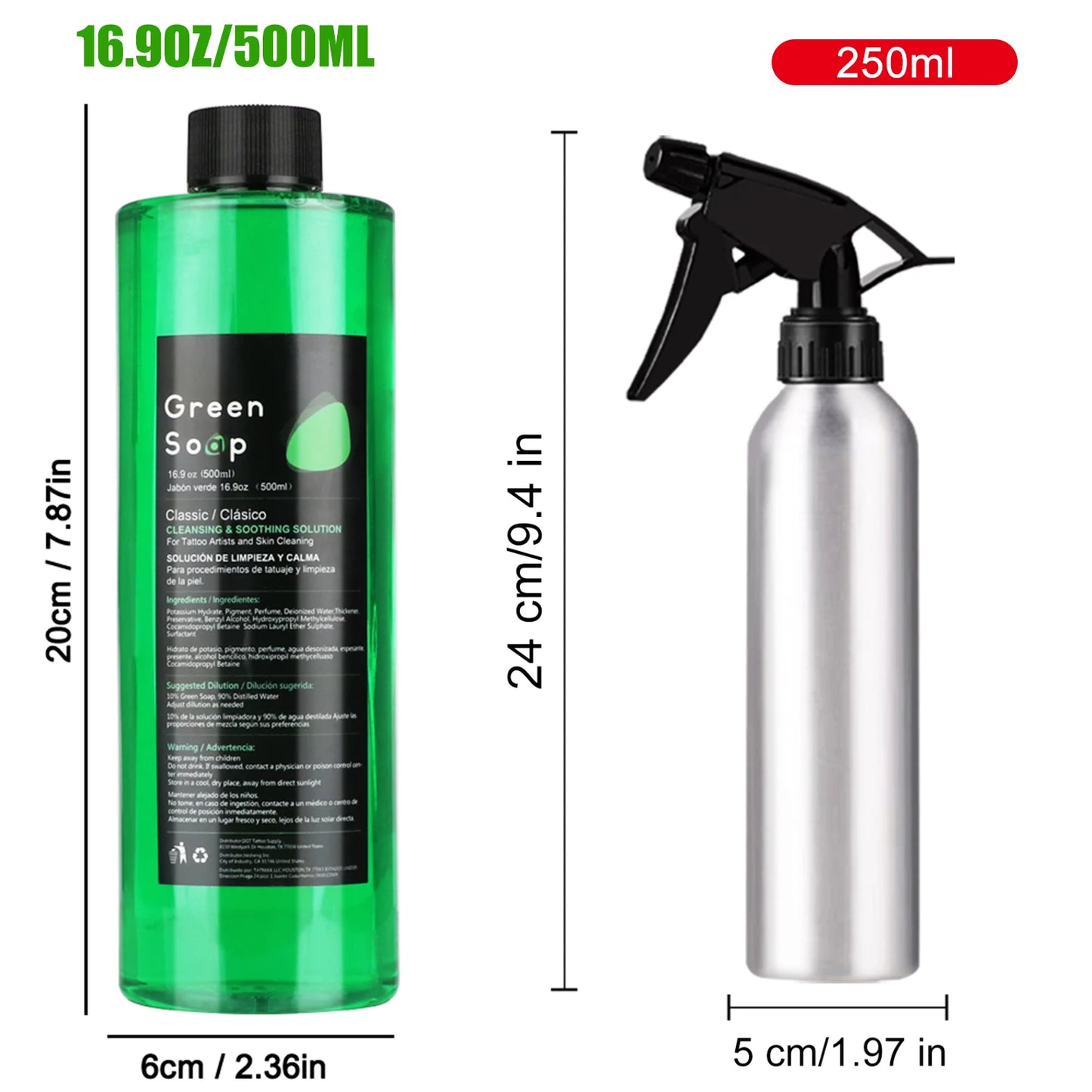 Ultra Concentrated Green Soap Tattoo Foaming Bottle – Tattoo Supplies for Tattoos, Piercings, Skin and Equipment Cleaning