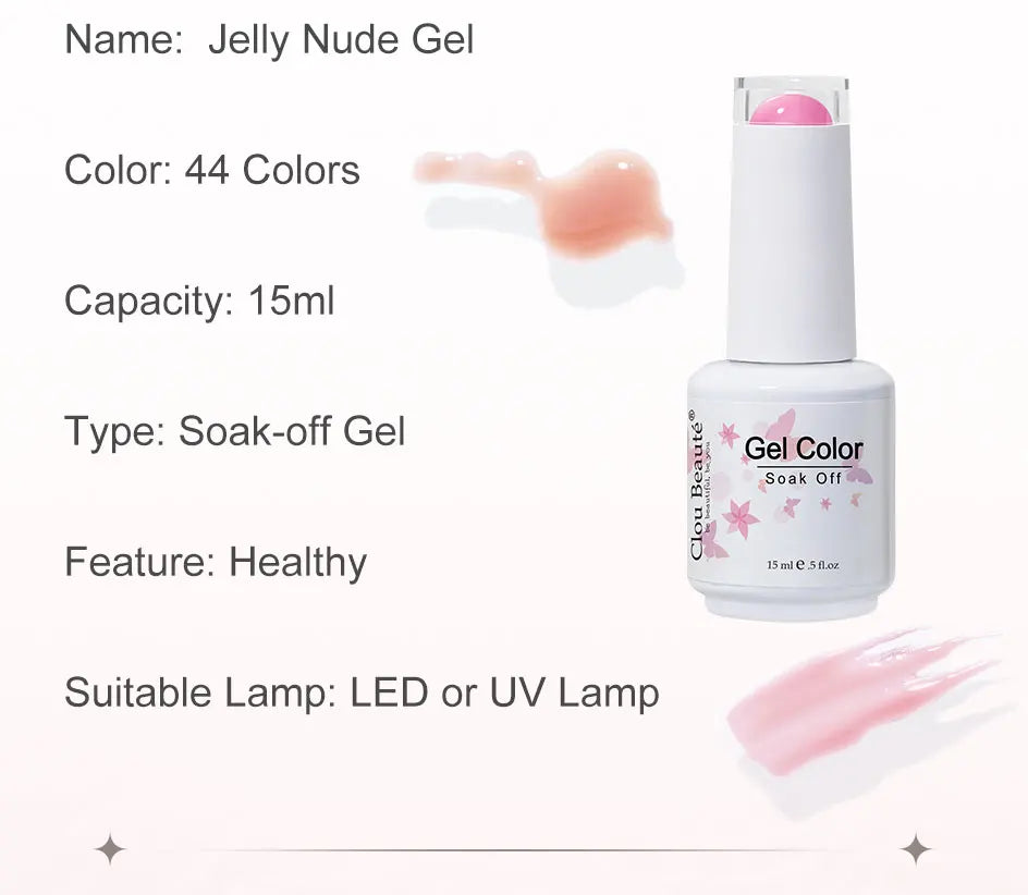 Clou Beaute Semi-transparent Jelly Color UV Gel Manicure Gel Nail Nail Supplies For Professionals Semi-permanent Varnish 15ml