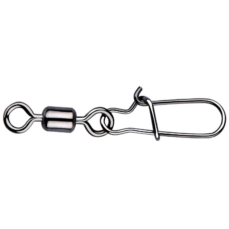 MEREDITH 50PCS Pike Fishing Accessories Connector Pin Bearing Rolling Swivel Stainless Steel Snap Fishhook Lure Swivels Tackle