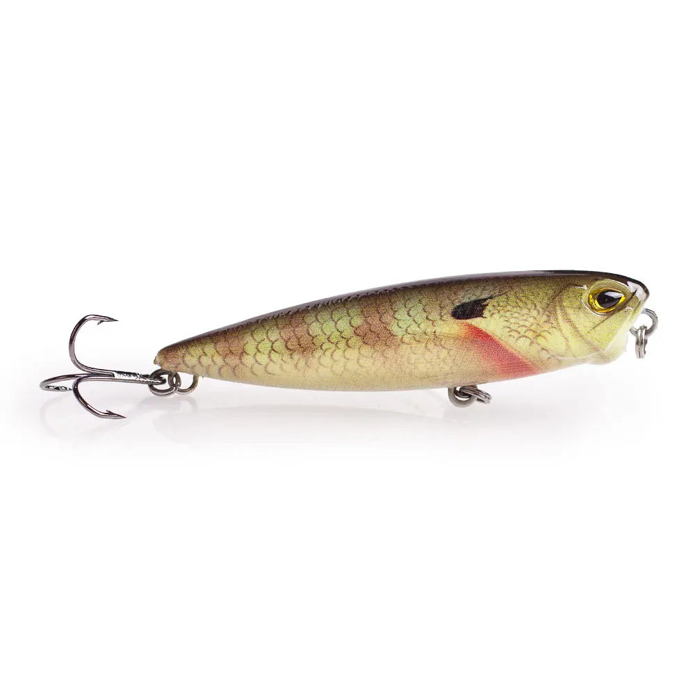 Hanlin Popper 6.5cm/2.56in/5.5g Topwater Baits Walk The Dog Rattle Wobble Fishing Lures Floating Hard Plastic Bass Tackle