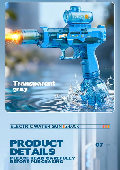 Elektrisk vattenpistol med automatisk funktion, rekyl och lampor