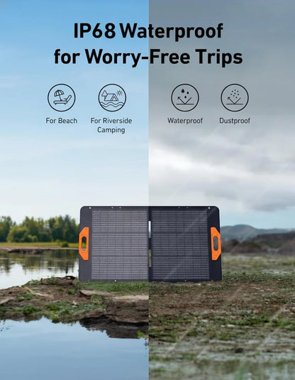 CHUBAN Hopfällbar Solpanel 100W – IP68, 24% Verkningsgrad, Flexibel, MC4/5-i-1, Camping & RV