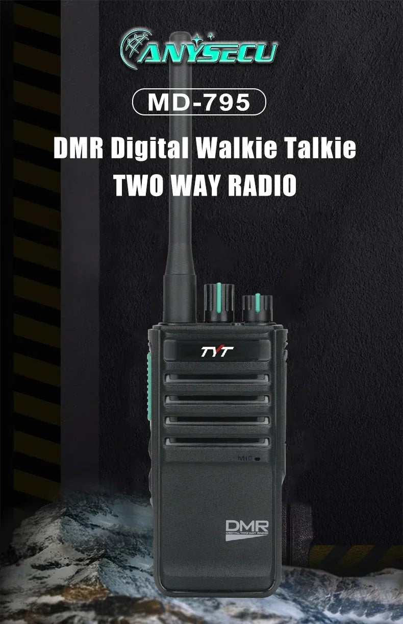 TYT MD-795 DMR Digital Walkie Talkie UHF 400-470MHz 4W/1W 64 Channels Voice Encryption Two Way Radio Long Range