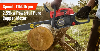 CONENTOOL Professional 58CC Gas Petrol Chainsaw 20" Chain Saw 2.55kW High Power Wood Cutter for Tree Felling Firewood Farm Forestry Garden Tool