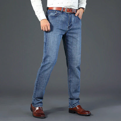 Business-jeans för herr – rak passform, stretch-denim, casual och kontor
