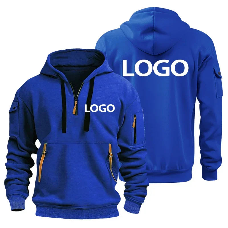Hoodie med Dragkedja och Armfickor – Eget Tryck eller Logotyp | Herr S–XXXL