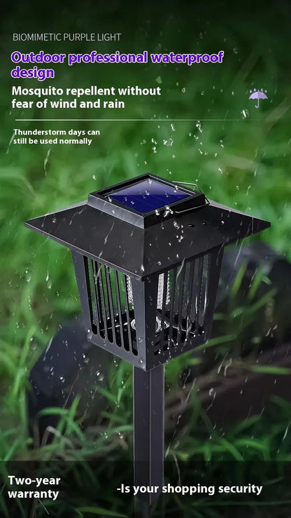 Solar and Electric Shock Mosquito Repellent Lamp Waterproof Bug Zapper 2Mode LED Light for Outdoor Garden Lawn Camping Villa Use