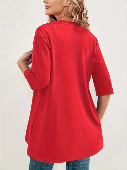 Dam Plus Size Elegant Kofta – Halvlång 3/4-ärm Hög Stretch Öppen Casual Höst/Vinter, 9 Färger XL–4XL