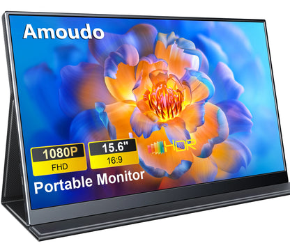 Amoudo portable monitors 15.6 inches 1920*1080P FHD, portable laptop computer extension screen, IPS screen, Monitor for laptop computer portable/PC/Telephone