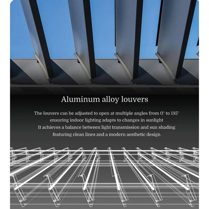 Bioklimatisk fristående metallpaviljong snölasttålig pergola för utemiljöer