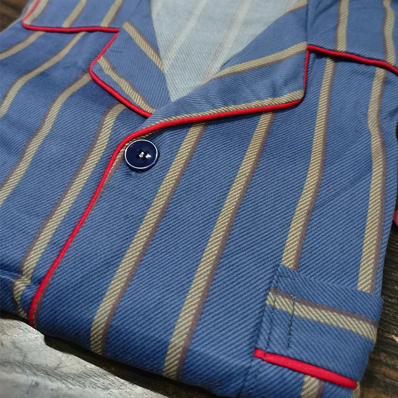 Herr Pyjamas Set – Långärmad & Långa Byxor Tunn Polyester Året Runt Plus Size, 5 Färger M–4XL