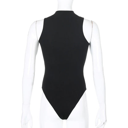 Harajuku Solid Jumpsuit Women Sleeveless Bodycon Sexy Black Body Tops Fashion Streetwear Vintage Y2k Gothic Bodysuits Clothing