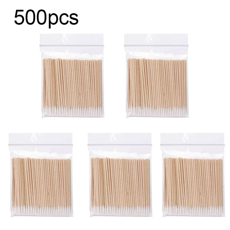 100/300/500Pcs Nails Wood Swab Cleaning Sticks Wooden Cotton Head Bud Tip Manicure Detail Corrector Nail Polish Remover QJB01