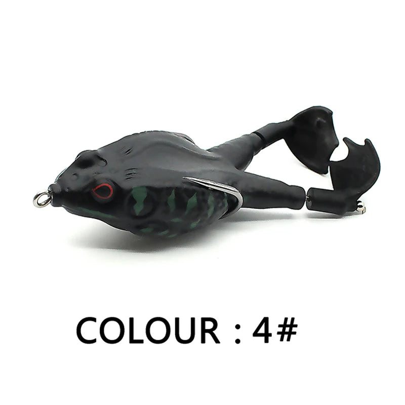 1pc Surface Frog Lure Top Water Bass Fishing Lures Soft Frog Double Propellers Legs Freshwater Rotating Tail Floating Swing Bait