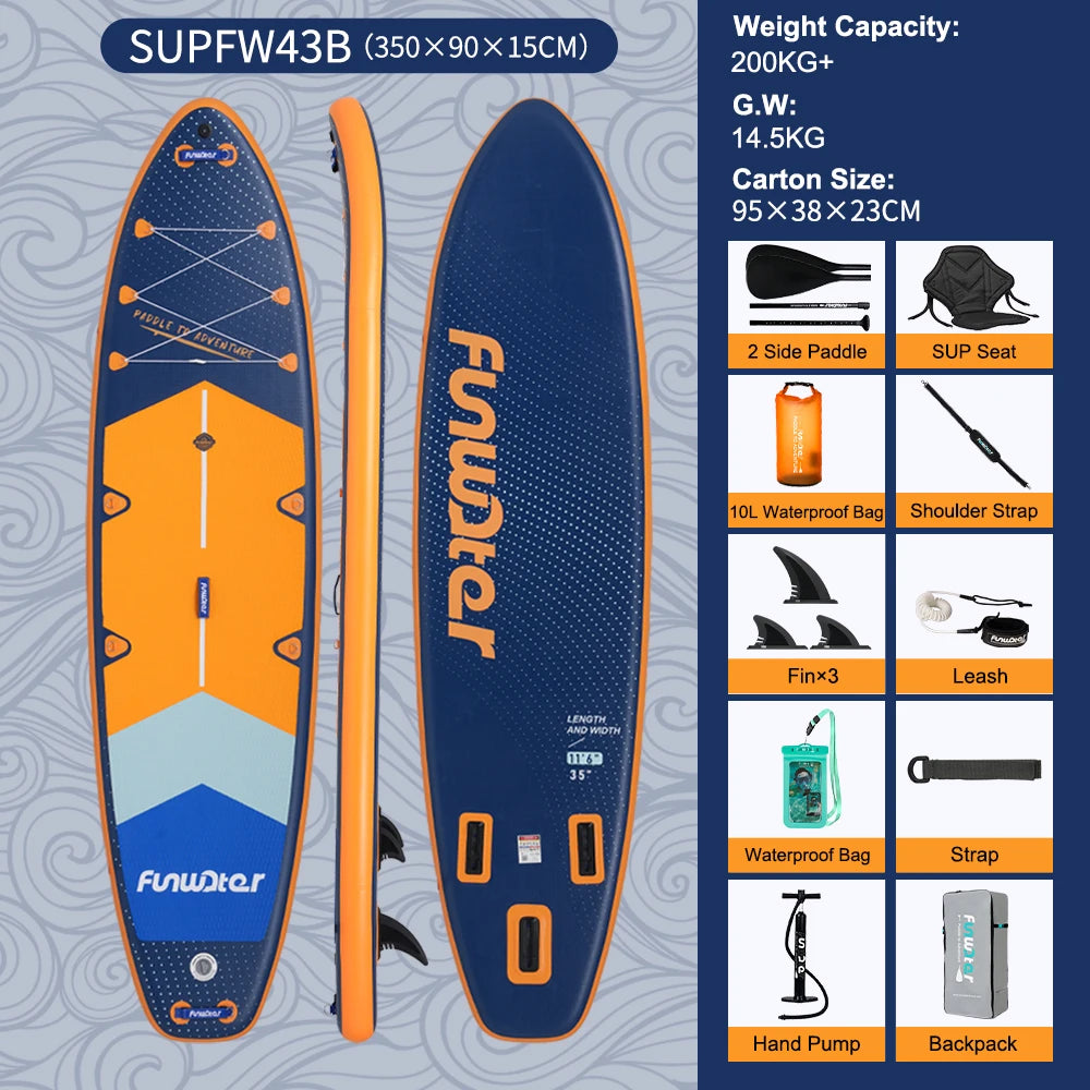 FunWater uppblåsbart SUP-bräde med tillbehör – flera storlekar