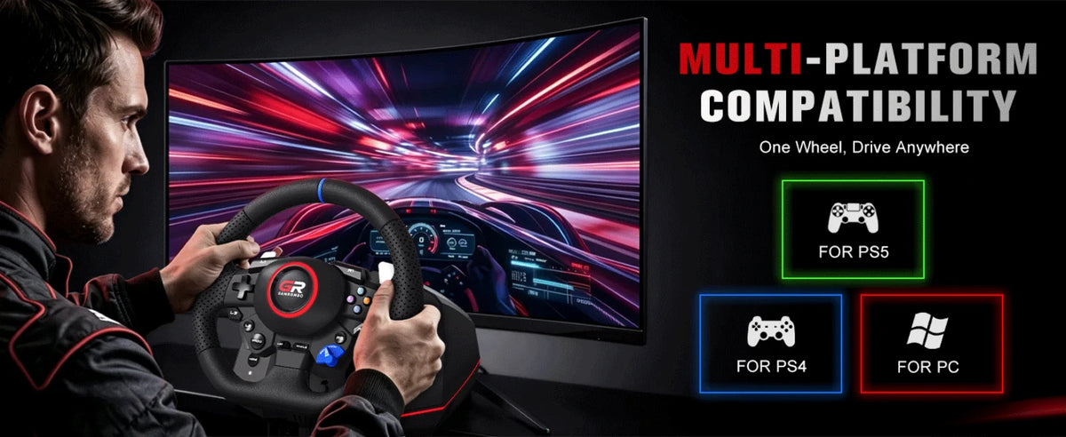 Gaming Steering Wheel For PS5/PS4/PC 270°&900° RGB Simulator Racing Wheel Volante Macro Vibration Hall 3Pedal and Gear Lever Set