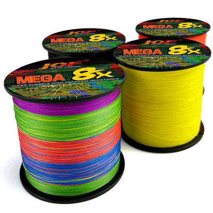 JOF 8 Strand 1000M 500M 300M 100M Japan Super Strong PE Braided Fishing Line Multifilament Braid Thread X8 18-78LBS