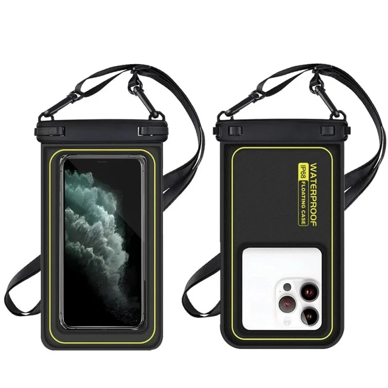 Flytande Vattentätt Mobilfodral med Crossbody-rem – Dubbelhake, Touchkänslig, 10 Färger, upp till 6,9"