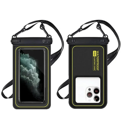 Flytande Vattentätt Mobilfodral med Crossbody-rem – Dubbelhake, Touchkänslig, 10 Färger, upp till 6,9"