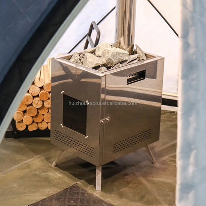 Stainless Steel Sauna Stove Picnic Camping Tent Wood-burning Heating Stove Household Folding Portable Firewood Sauna Stove