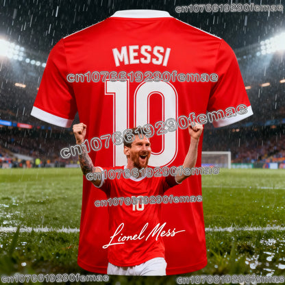 2026 AI MESSI #10 Fan Edition Football Jersey Kids and Adults Soft Training Tee Suitable for Hot Summer Sports Activities