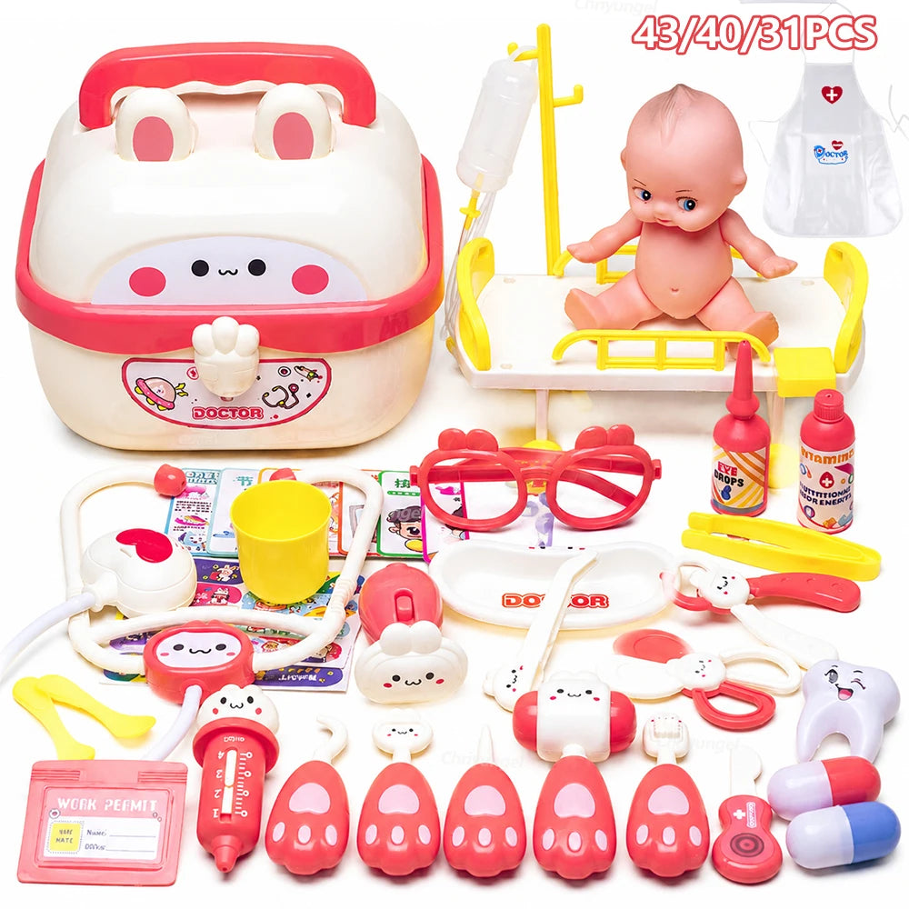 Doctor Toys for Kids 43/40/31PCS  Role Play Kit Medical Toys Hospital Nurse Dentist Educational Toy Gift for Boys Girls