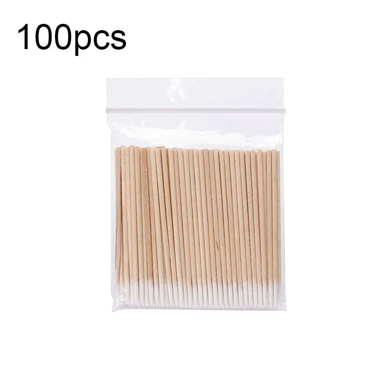 100/300/500Pcs Nails Wood Swab Cleaning Sticks Wooden Cotton Head Bud Tip Manicure Detail Corrector Nail Polish Remover QJB01