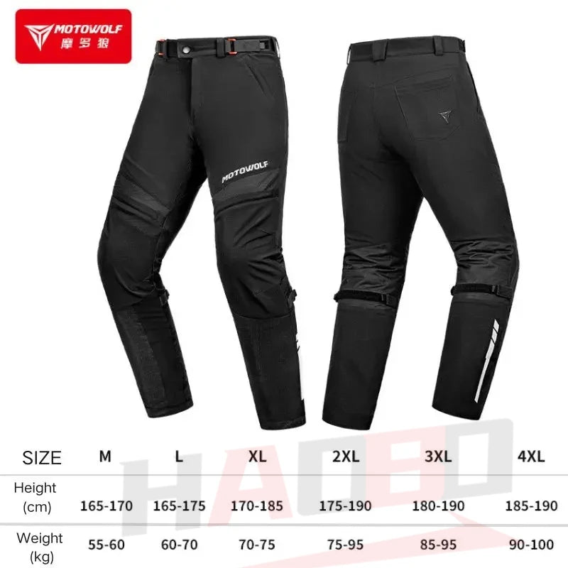Motowolf CE-certifierade motorcykelbyxor sommar ventilerande mesh ridbyxor reflexband bikerbyxor för män kvinnor