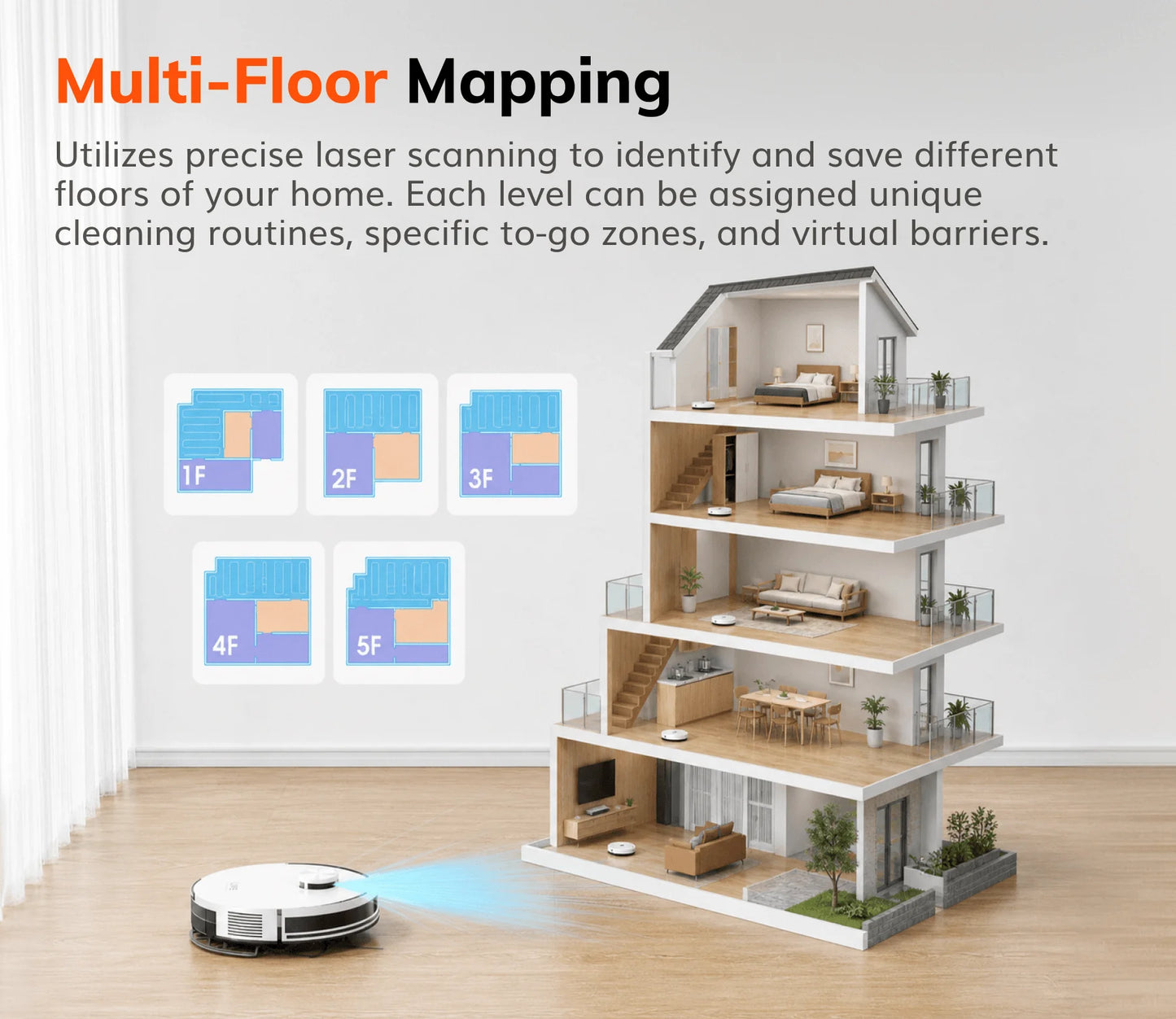 ILIFE A30 Pro Robot Vacuum Cleaner with Automatic Self-Emptying Station, 5000Pa Strong Suction, LDS Navigation, 180min Runtime, 2-in-1 Mop and Sweep, APP Control,  HomeFloor Carpet Clean