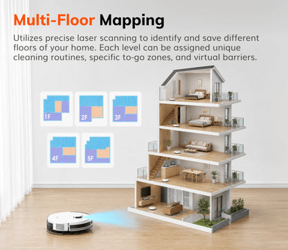 ILIFE A30 Pro Robot Vacuum Cleaner with Automatic Self-Emptying Station, 5000Pa Strong Suction, LDS Navigation, 180min Runtime, 2-in-1 Mop and Sweep, APP Control,  HomeFloor Carpet Clean