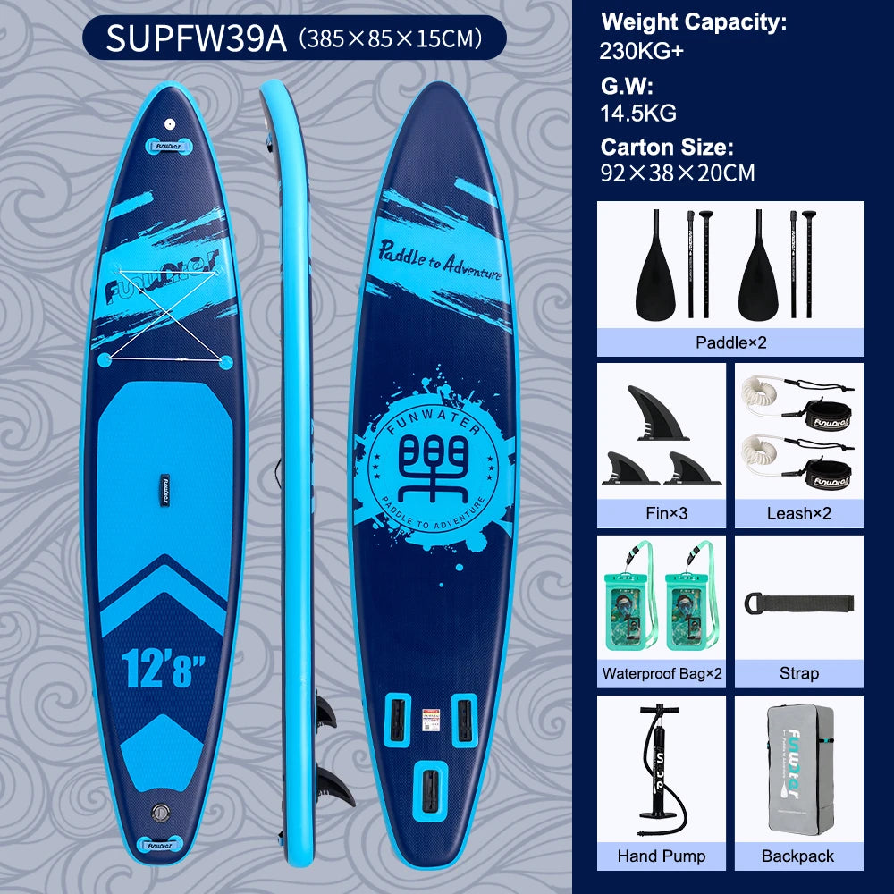 FunWater uppblåsbart SUP-bräde med tillbehör – flera storlekar