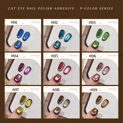 MIANEL 12ML Hibiscus Purple Cat Eye Gel Nail Polish Super Whitening Glass Beads Cat Eye Nails Purple Nials Blue Nails 1-12PCS