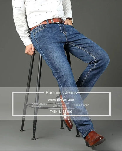 2026 Top Brand Washed Jeans Trousers Four Season Men's High Quality Jeans Business Casual High Waist Denim Pants