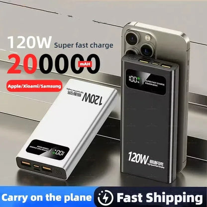 Lenovo 120W 200000mAh Power Bank Fast Charge Large Capacity External Battery CCC Mobile Power For Iphone Samsung Xiaomi NEW