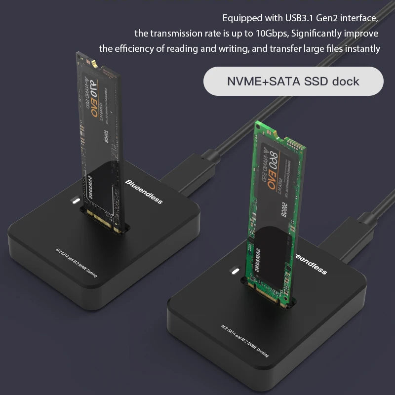 External SSD Hard Disk M.2 SSD Enclosure 10G Reading Writing Speed SSD Case For M.2 NVME SATA SSD Docking Station Plug and play