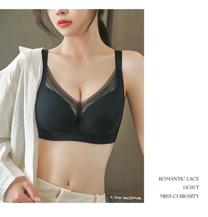 Top Up Minimizer Bra for Womens Full Coverage Anti Sagging Soft Cups Underwear Female Mesh Large Size Push Up Bras Lingerie