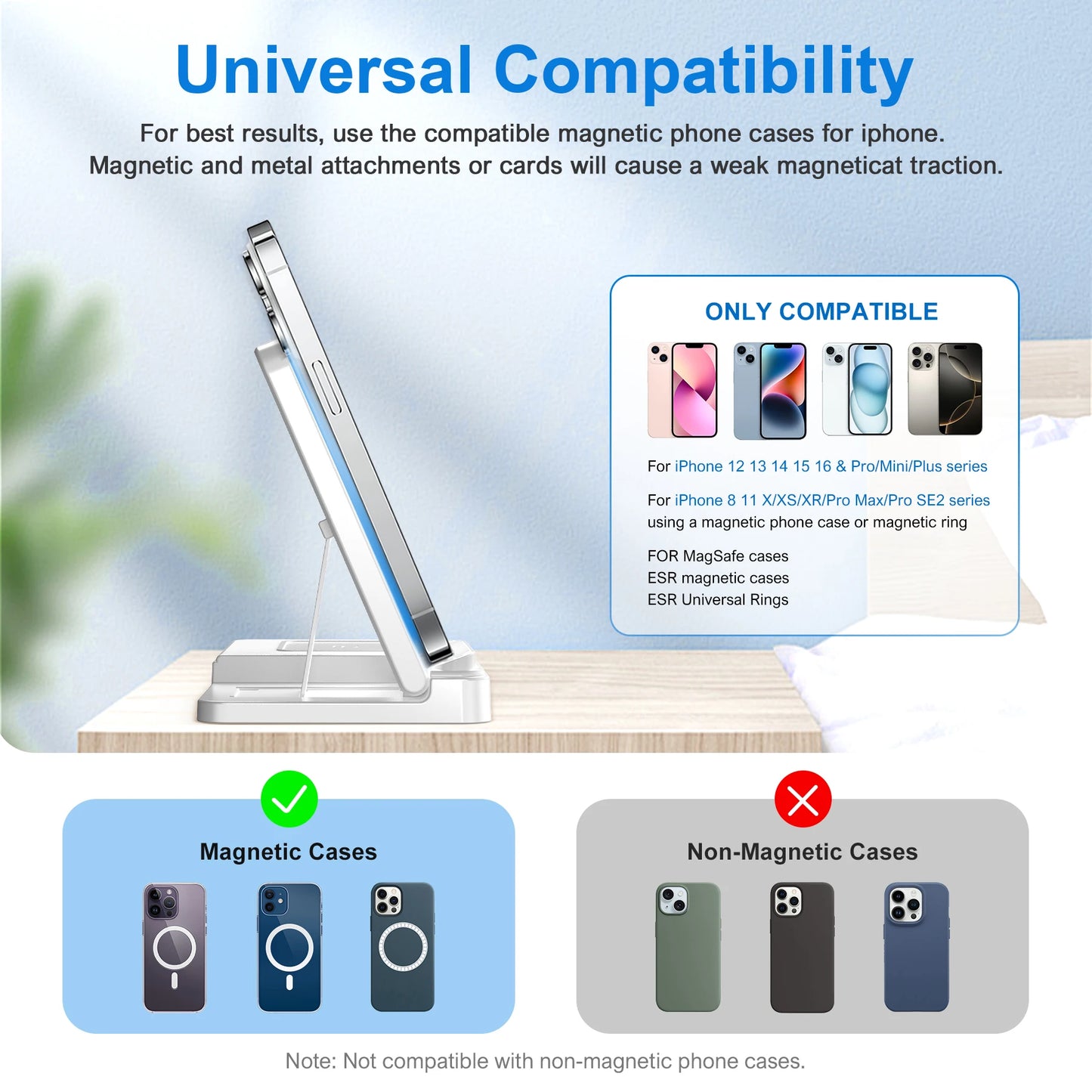 15W Magnetic Wireless Charger Stand Foldable 3 In 1 Fast Charging Sation for iPhone 17- 12 Pro Max Apple Watch 8 7 Airpods Pro