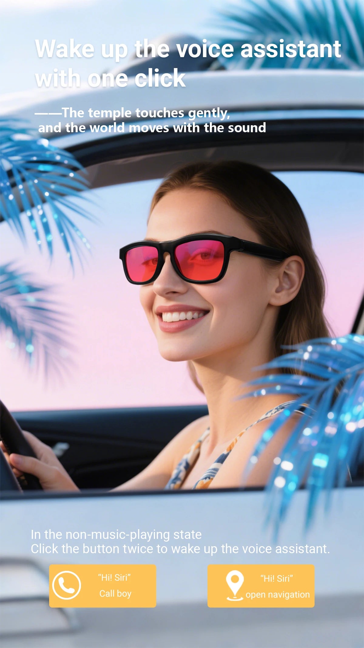 Touch Automatic Color Changing Dimming Bluetooth 5.4 Voice Assistant AI Smart Translation Music Glasses Men UV400 Protection