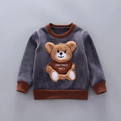 Winter Baby Clothing Sets Autumn Boys Girls Thick Warm Suits Hooded Sweater Cartoon Cute Bear Three-Piece kids Outfits 0-4 Years