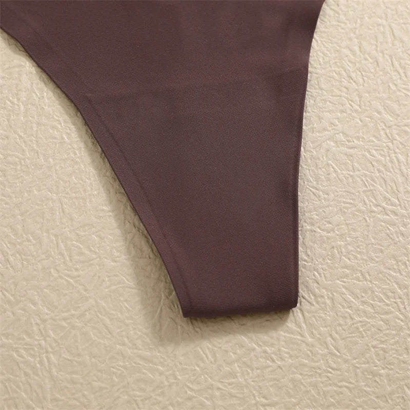 7PCS/Set Ice Silk Seamless Women G-String Panties Sexy Low-Waist Thongs T-Back Female Solid Color Soft Underwear Utral-Thin Pant