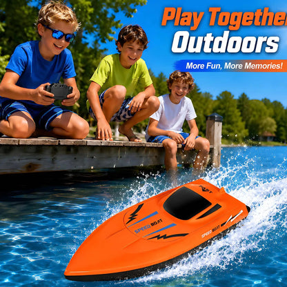 2.4G Remote Control Speed Boat for Kids – Fast Electric RC Boat Toy with Dual Motor, Waterproof Model for Pool & Outdoor Play