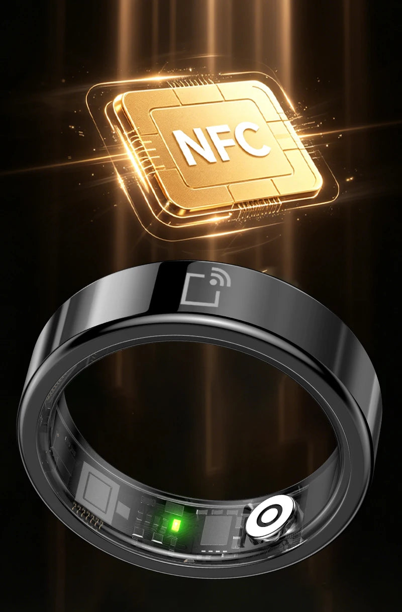 IP68 Waterproof Ceramic NFC Smart Ring Door Access Control Sleep Sports Health Tracking Minimalist Wearable Smartlife Key Ring