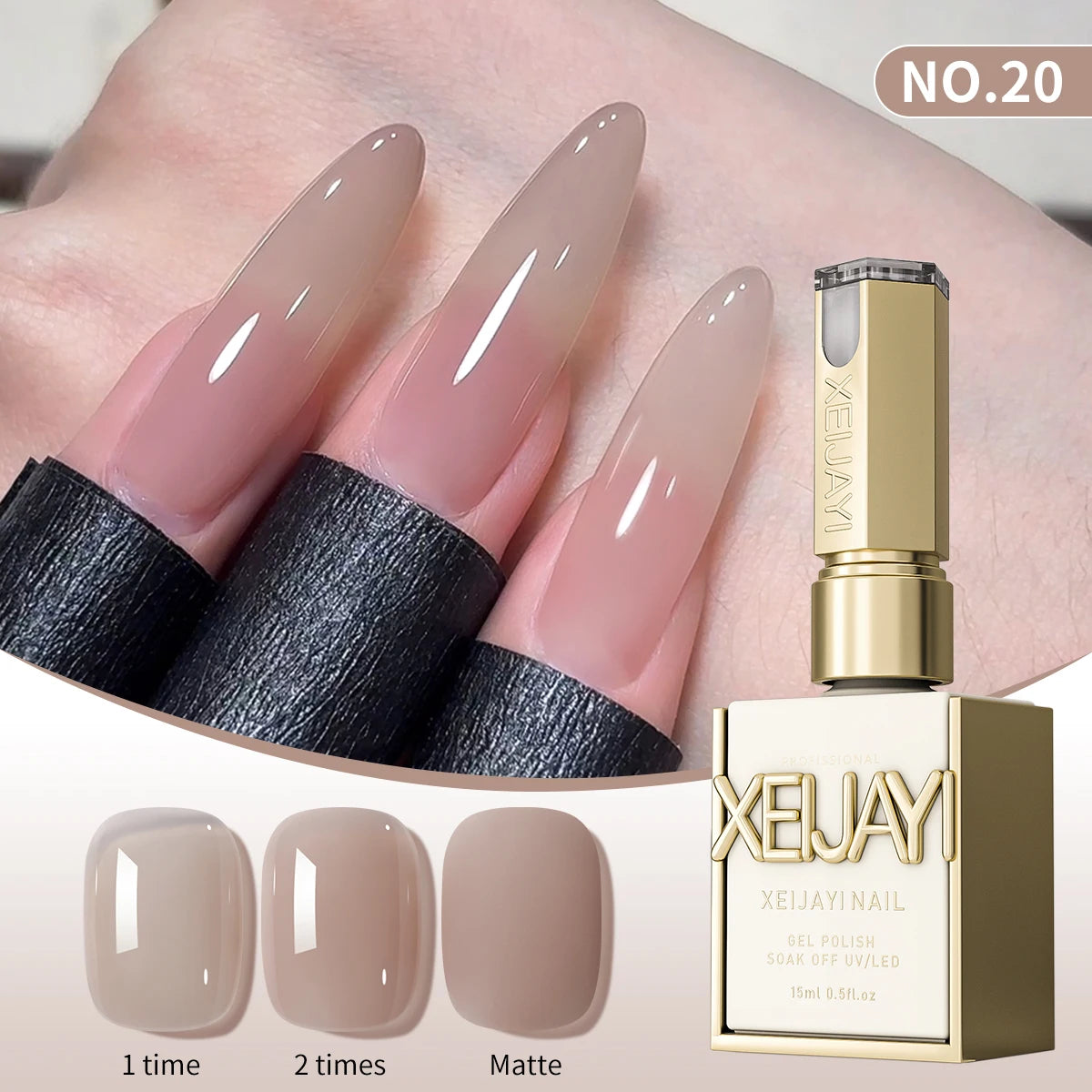 1/6Pcs 15ml Jelly Ice Nude Peelable Polish, UV/LED - Set, Formaldehyde - Free. Oval, Glossy. Good for Salon & DIY