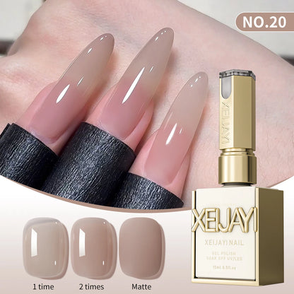 1/6Pcs 15ml Jelly Ice Nude Peelable Polish, UV/LED - Set, Formaldehyde - Free. Oval, Glossy. Good for Salon & DIY
