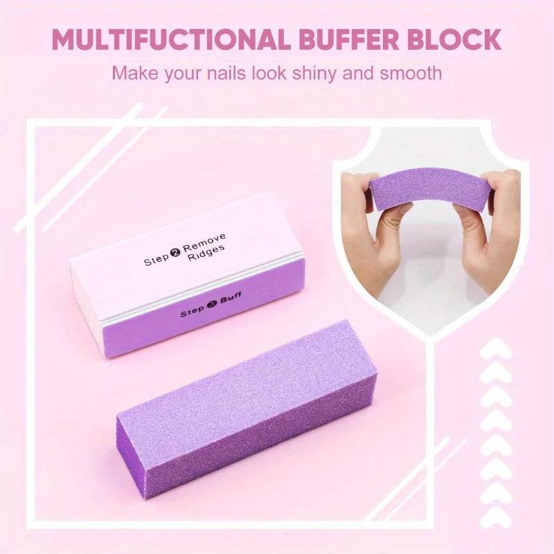 10/15pcs Professional Nail Art Kit with 100/180 Grit Files,Buffer Sponge,Brush,Scissors,Cuticle Nippers Pushers Gel Polish Tools