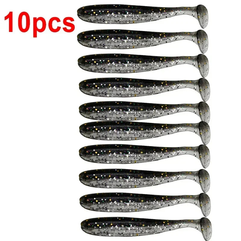 10pcs/Lot Fishing Lure T Tail Worm Soft Bait Jigging Wobblers Tackle Bass Pike Artificial Silicone Swimbait 55mm 70/90mm 120mm