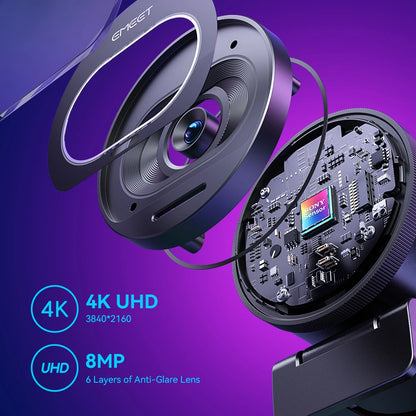 EMEET S600 Webbkamera 4K/60fps med Sony Sensor, Dubbla Mikrofoner & Integritetsskydd – TikTok & YouTube